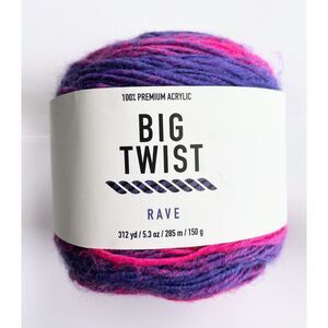 Big Twist Rave, 100% Premium Acrylic Yarn, Color Light Bright, Worsted Weight